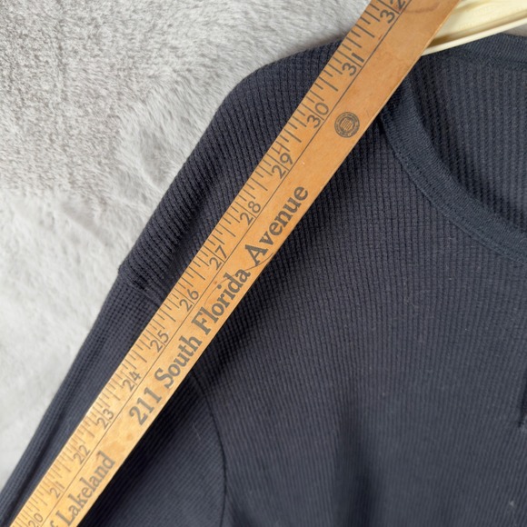 US Polo Assn Mens Long Sleeve Waffle Knit Henley Shirt Gray Size L Thermal - Picture 5 of 6